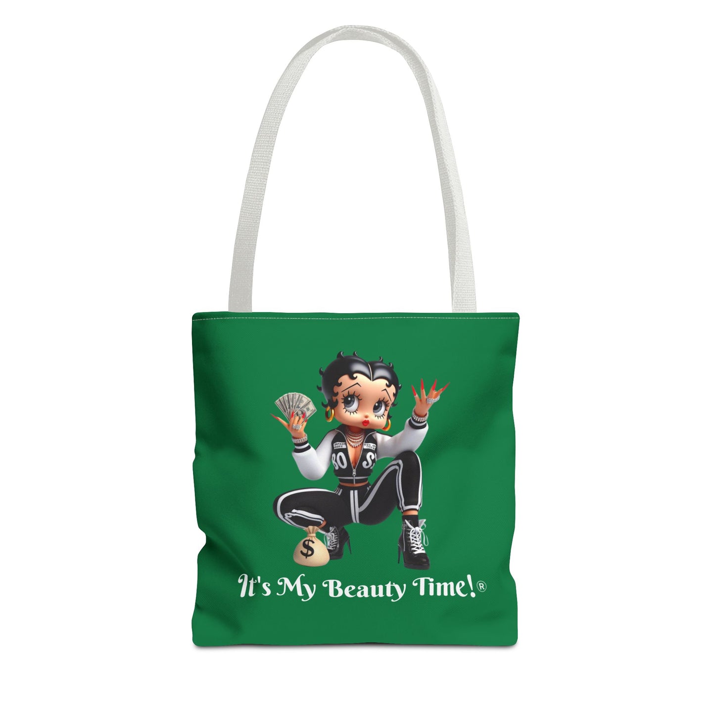 Money Babe Tote Bag — Cute Betty Boop Style Character Holding Cash & Money Bag, Everyday Shoulder Purse, Chic Carryall