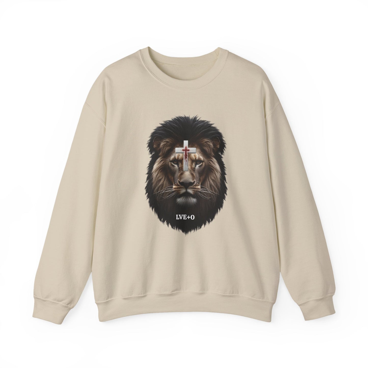 Faithful Cross Lion Crewneck Sweatshirt - Inspirational Sweatshirt, Unisex Apparel, Cozy Gift, Christian Style, Casual Fashion