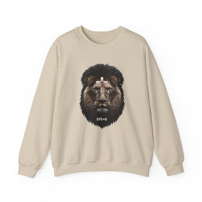 Faithful Cross Lion Crewneck Sweatshirt - Inspirational Sweatshirt, Unisex Apparel, Cozy Gift, Christian Style, Casual Fashion