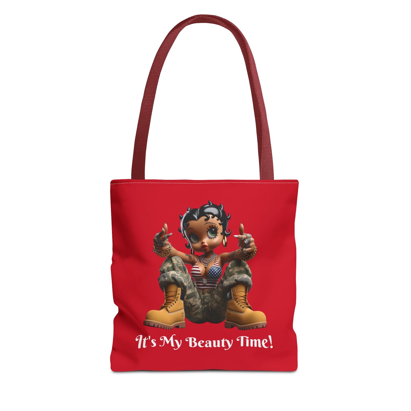 Patriotic Betty Boop Red Tote Bag - Military Appreciation - Unique Shoulder Bag for Shopping, Travel, Work - Stylish Canvas Tote, Fun Cartoon Design, Gift for