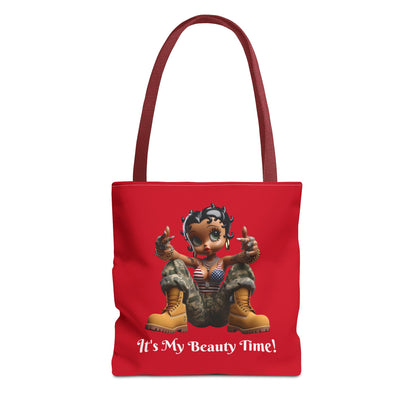 Patriotic Betty Boop Red Tote Bag - Military Appreciation - Unique Shoulder Bag for Shopping, Travel, Work - Stylish Canvas Tote, Fun Cartoon Design, Gift for